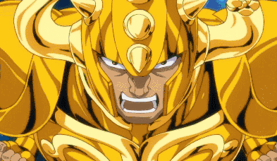 Aldebaran de Touro atacando com sua força dourada